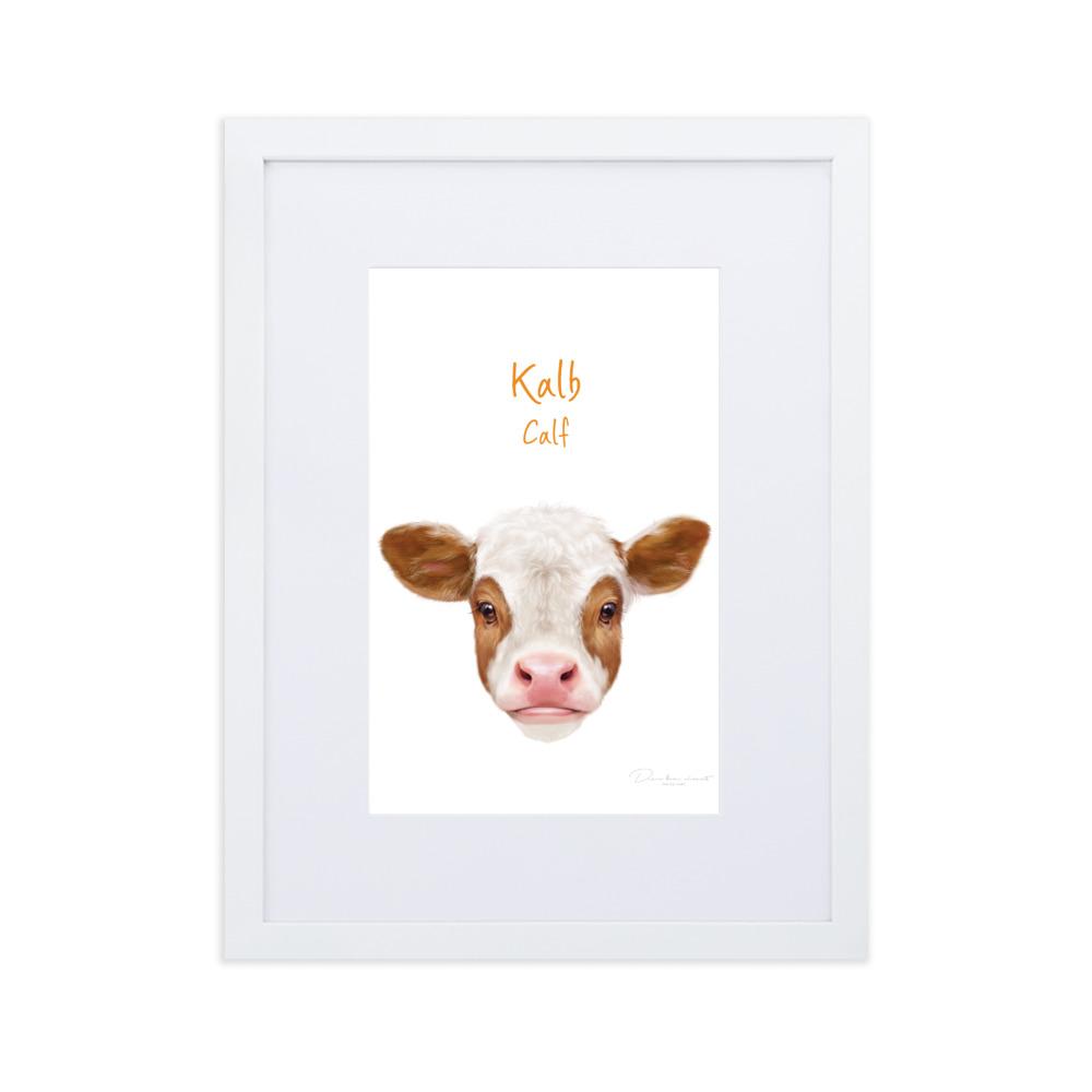 Kalb - Poster im Rahmen mit Passepartout dear.bon.vivant weiß / 30×40 cm artlia