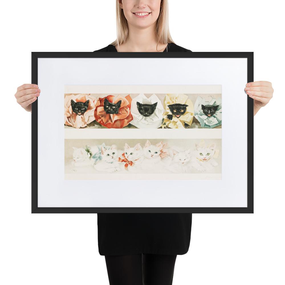 Katzen - Poster im Rahmen mit Passepartout Boston Public Library schwarz / 50×70 cm artlia