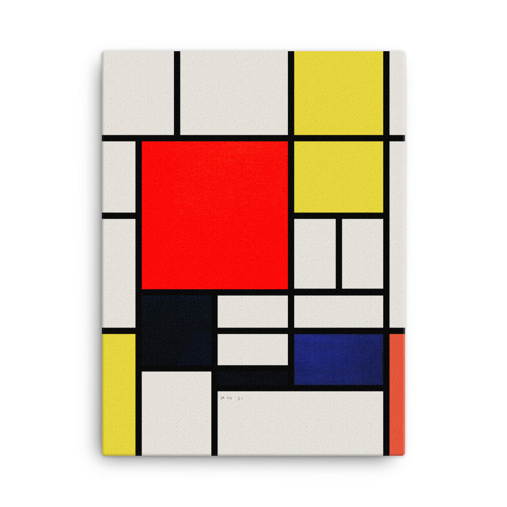 Leinwand - Mondrian, Composition with red yellow black gray and blue 30x41 cm / ohne Rahmen artlia