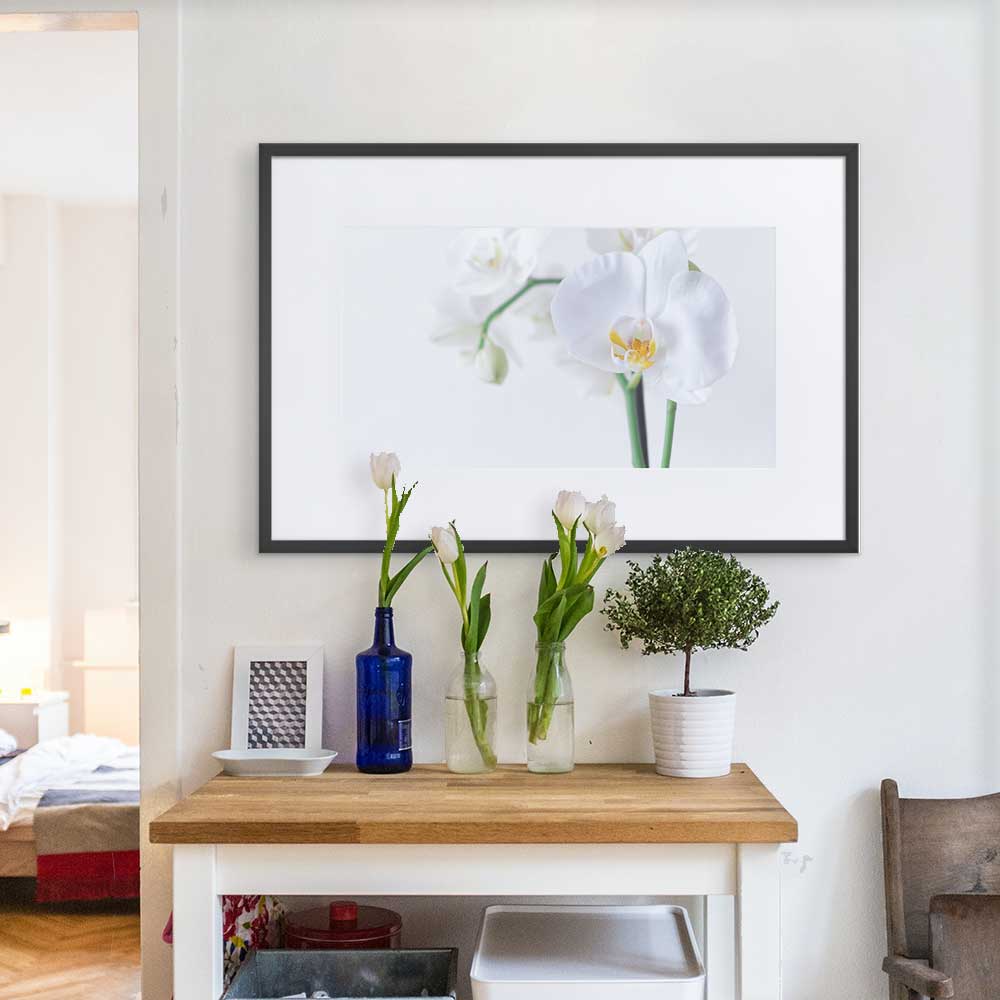 Orchid 03 - Poster im Rahmen mit Passepartout Kuratoren von artlia Schwarz / 61×91 cm artlia