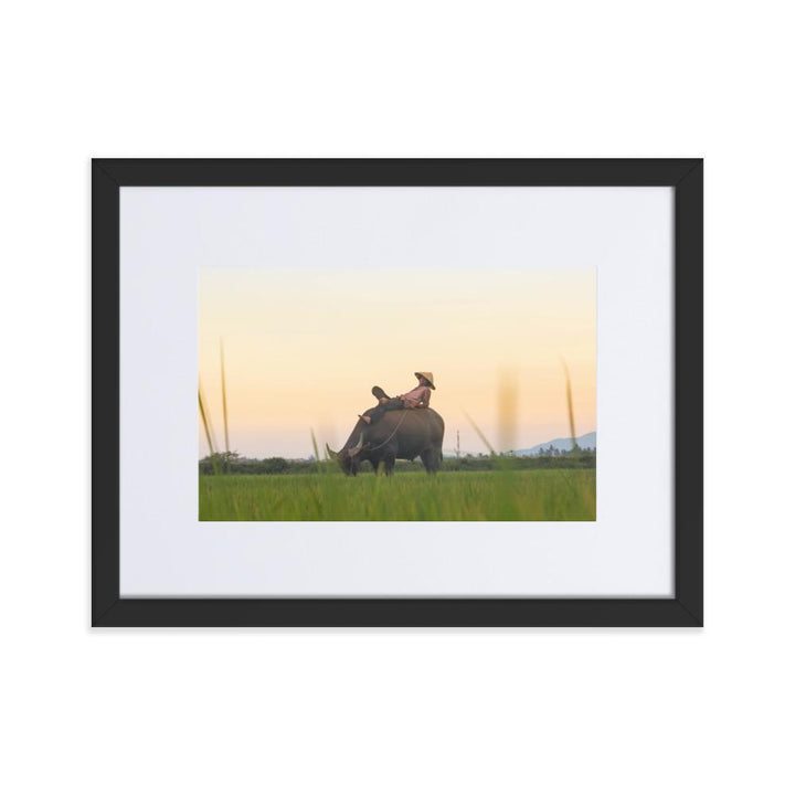 Peaceful Evening - Poster im Rahmen mit Passepartout artlia Schwarz / 30×40 cm artlia