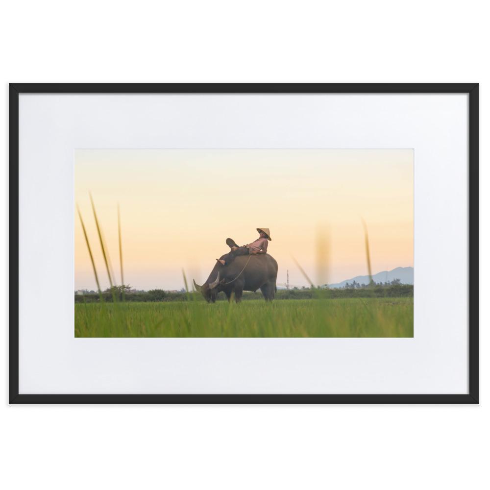 Peaceful Evening - Poster im Rahmen mit Passepartout artlia Schwarz / 61×91 cm artlia