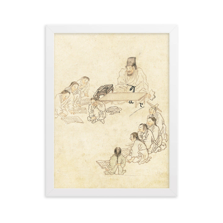 Schule, Seodang, Kim Hong-do - Poster im Rahmen Hong-do Kim Weiß / 30×40 cm artlia