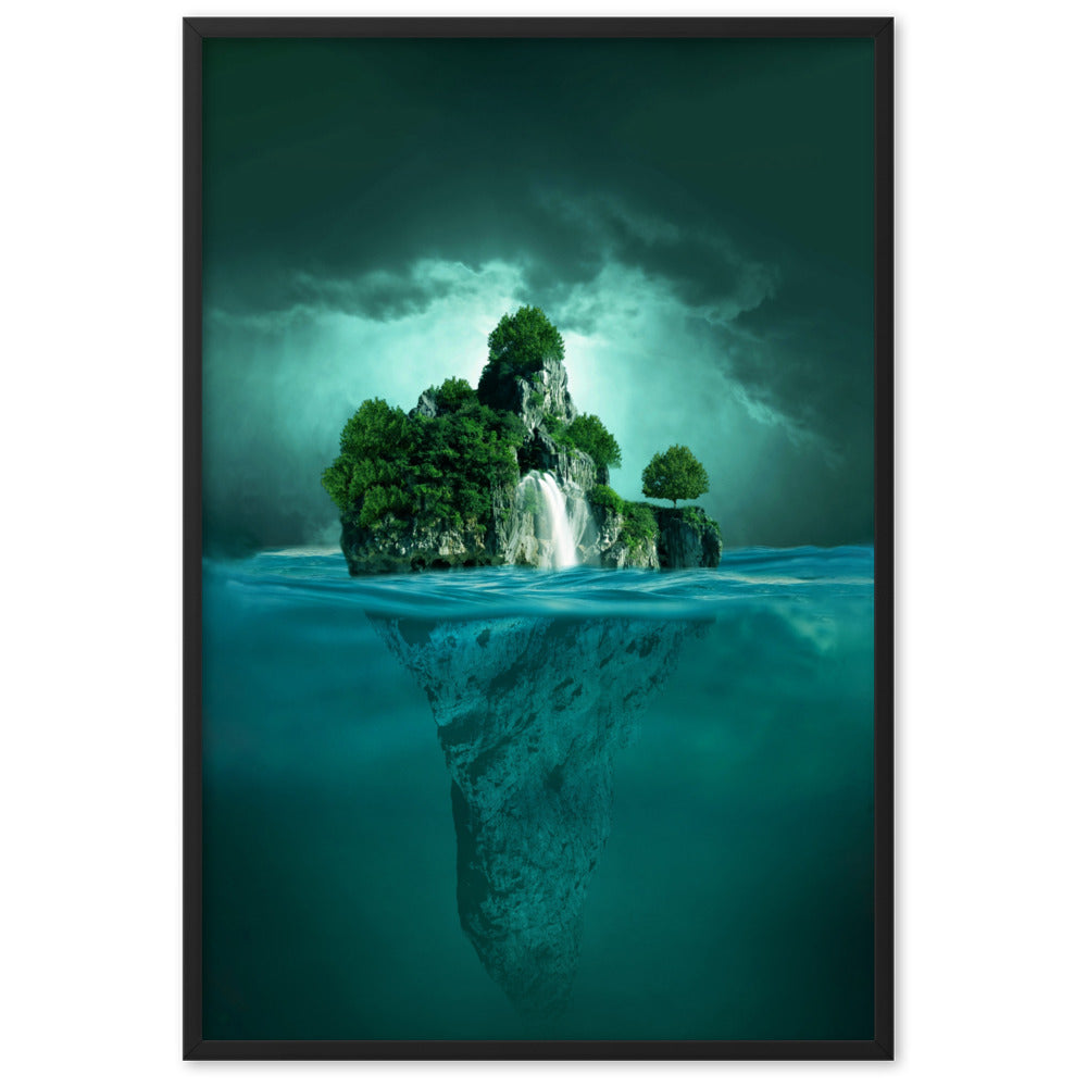 schwimmende Insel - Poster im Rahmen Kuratoren von artlia Schwarz / 61×91 cm artlia