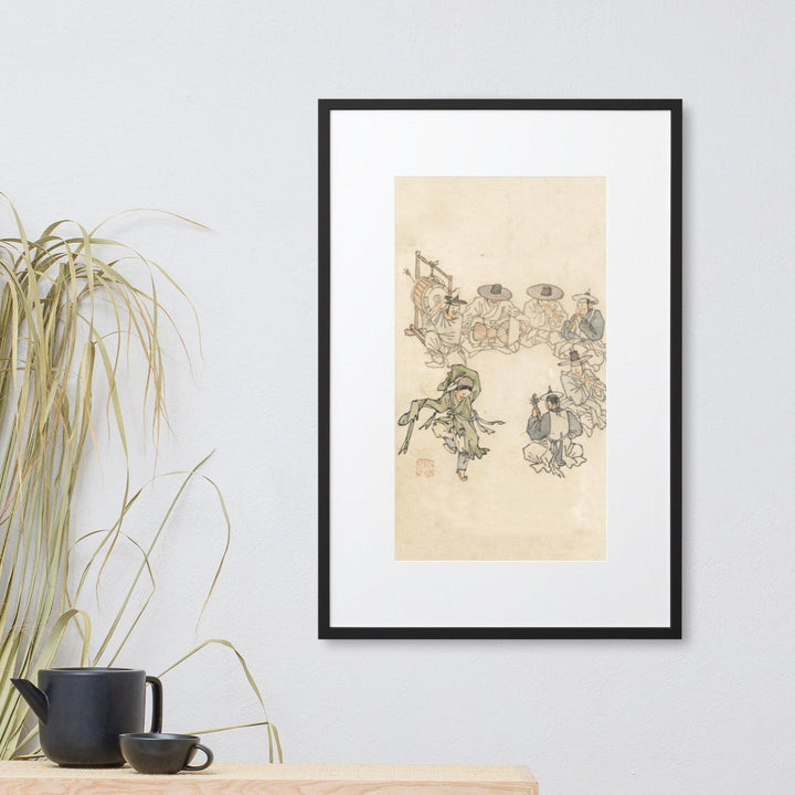 tanzendes Kind, Mudong, Kim Hong-do - Poster im Rahmen mit Passepartout Hong-do Kim artlia