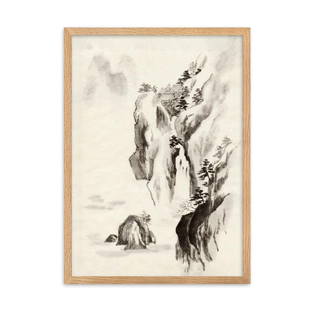 Temple in the Cliff Tempel im Felsen - Poster im Rahmen artlia Oak / 50×70 cm artlia